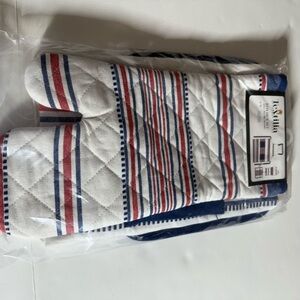 Striped Oven Mitt Set - Red, Blue, White